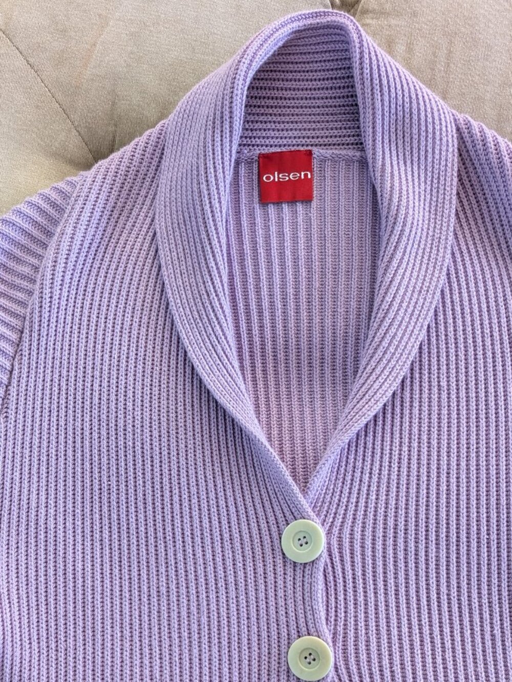 Olsen Purple Ribbed Knit Cardigan Size 8 - Picture 3 of 7